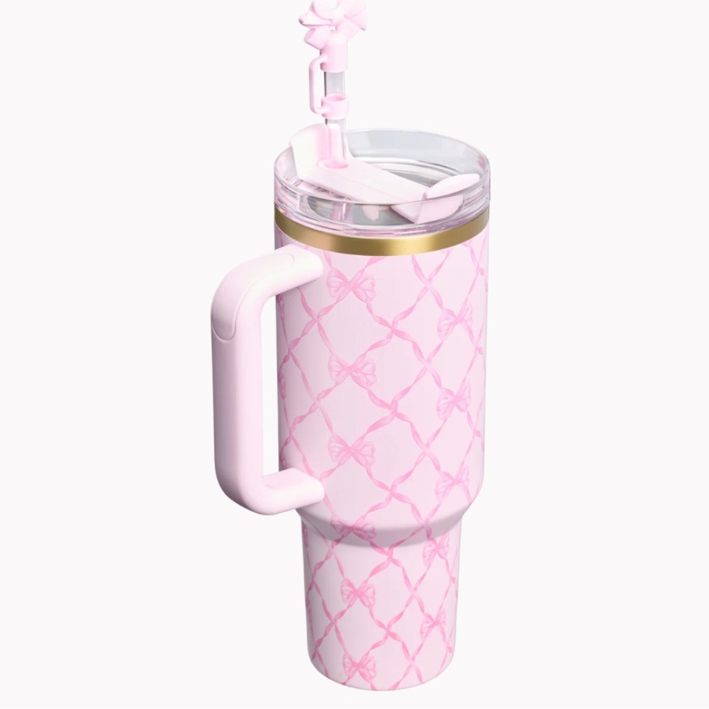 NEW Stanley 1913 x LoveShackFancy 40 OZ LIMITED EDITION Baby Bow Peppermint Pink - Picture 2 of 5